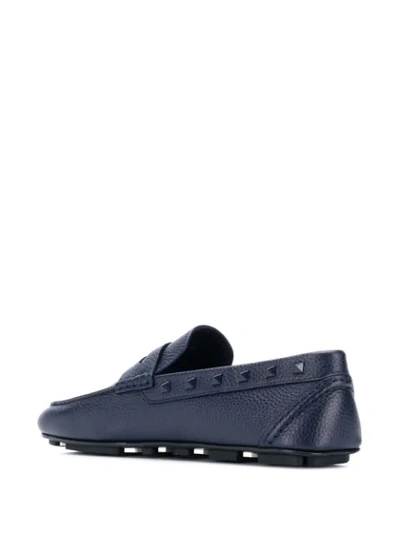 Shop Valentino Rockstud Loafers In Blue