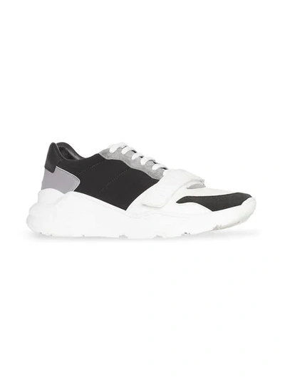 Shop Burberry Suede, Neoprene And Leather Sneakers In White