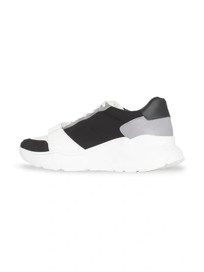 Shop Burberry Suede, Neoprene And Leather Sneakers In White