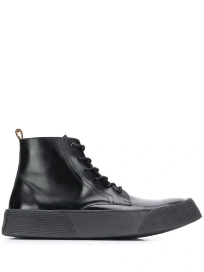Shop Ami Alexandre Mattiussi Vulcanised Laced Boots In Black