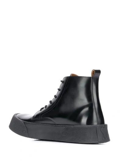 Shop Ami Alexandre Mattiussi Vulcanised Laced Boots In Black