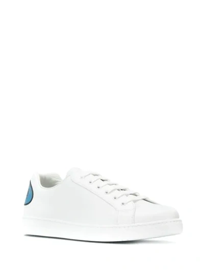 Shop Prada Logo Heel Counter Sneakers In White