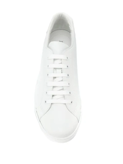Shop Prada Logo Heel Counter Sneakers In White