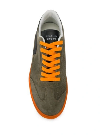 LEATHER CROWN TWO TONE LOW TOP SNEAKERS - 绿色