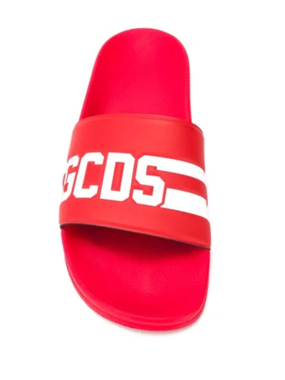 Shop Gcds Logo Strap Slides In Red