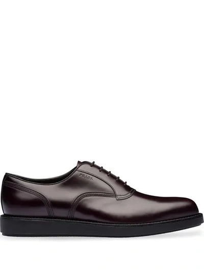 Shop Prada Brushed Leather Oxford Shoes In F0397 Cordovan