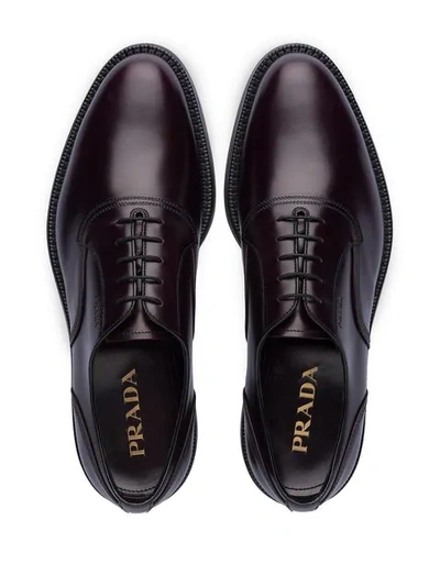 Shop Prada Brushed Leather Oxford Shoes In F0397 Cordovan