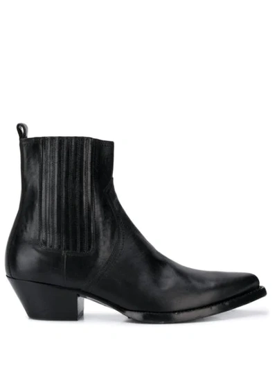 Shop Saint Laurent Lukas Pointed Toe Boots In Black