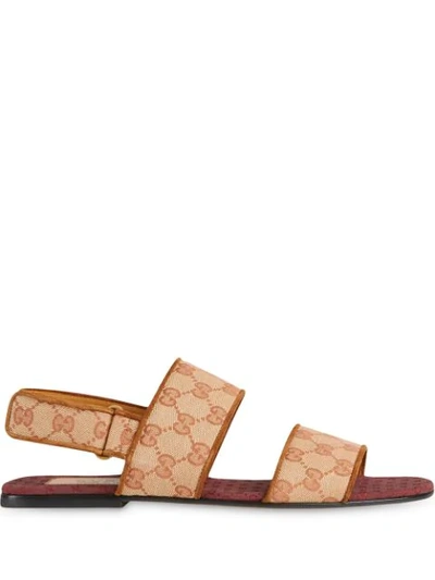 Shop Gucci Monogram Pattern Sandals In 8371 Gg Beige