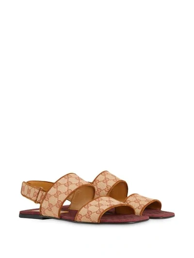 Shop Gucci Monogram Pattern Sandals In 8371 Gg Beige