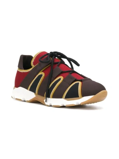 Shop Marni Lace Up Trainers - Brown