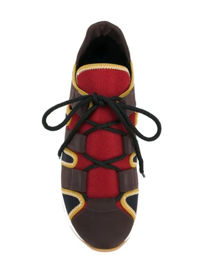 Shop Marni Lace Up Trainers - Brown