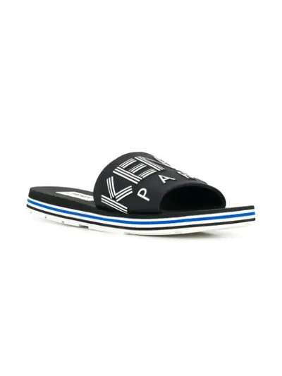 Shop Kenzo Embossed Logo Slides In Black