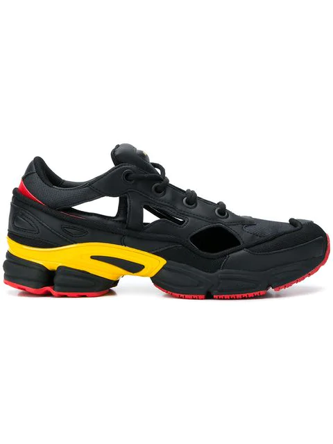 Adidas By Raf Simons Adidas X Raf Simons Replicant Ozweego Belgium Panelled Trainers In Black | ModeSens