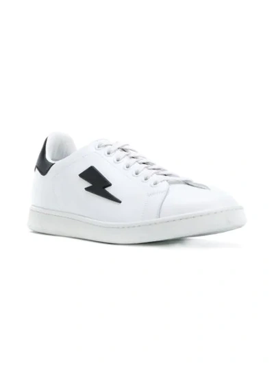 Shop Neil Barrett Lightning Bolt Sneakers In White