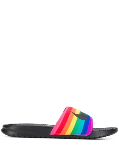 Shop Nike Rainbow Slides In Black
