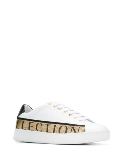 VERSACE COLLECTION LOGO TRIM SNEAKERS - 白色