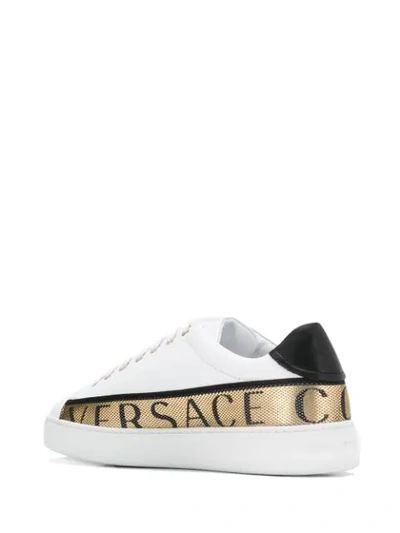 Shop Versace Logo Trim Sneakers In White