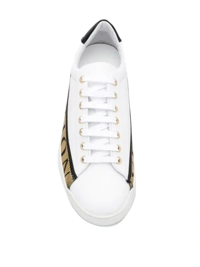 Shop Versace Logo Trim Sneakers In White