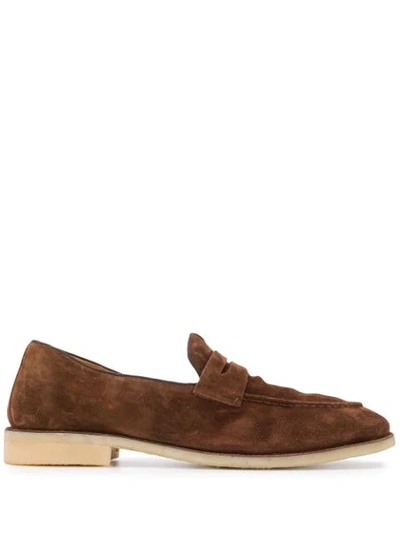 Shop Alberto Fasciani Almond Toe Loafers In Brown