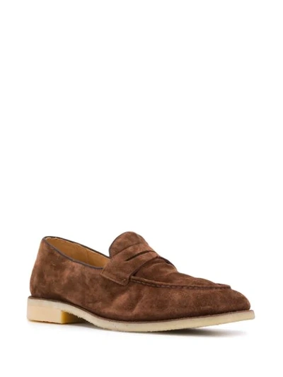 Shop Alberto Fasciani Almond Toe Loafers In Brown