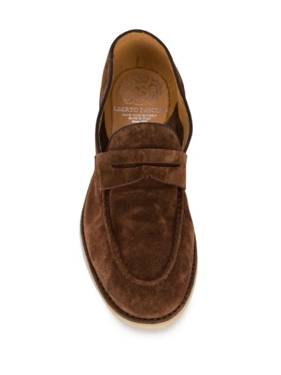 Shop Alberto Fasciani Almond Toe Loafers In Brown