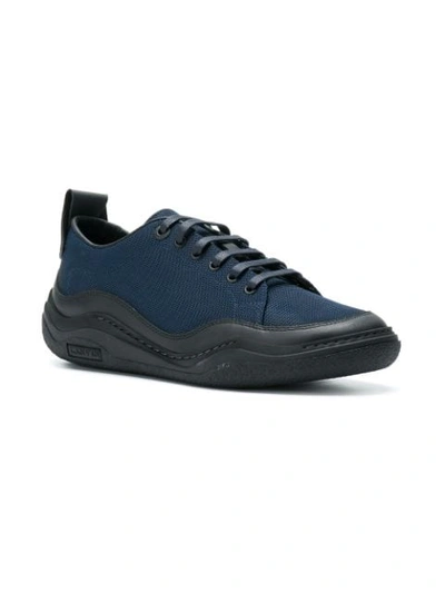 Shop Lanvin Textured Runner Sneakers In Blue