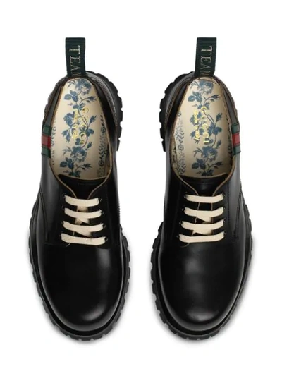 Shop Gucci Leather Lace-up With Web In Black