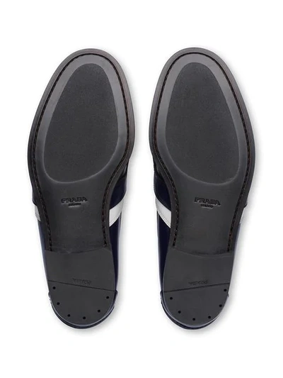 Shop Prada Logo Loafers In Blue