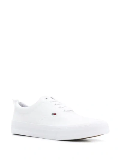 Shop Tommy Hilfiger Contrast Logo Sneakers In White