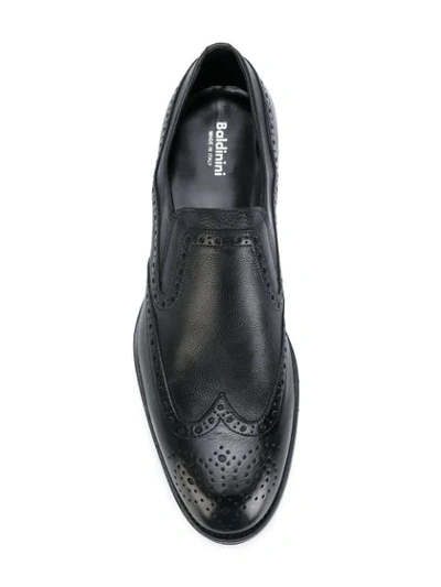 Shop Baldinini Brogue Detail Loafers In Black