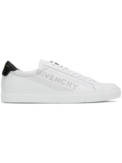 Shop Givenchy Perforated Logo Sneakers - White