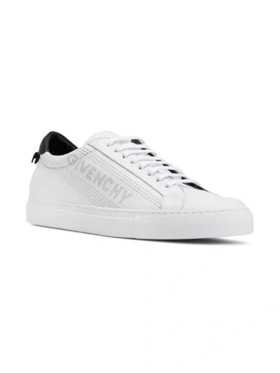 Shop Givenchy Perforated Logo Sneakers - White