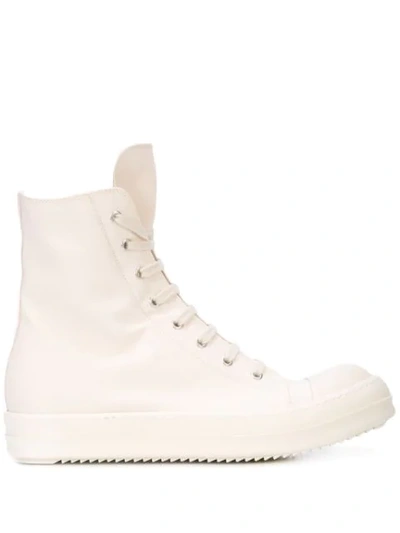 Shop Rick Owens Drkshdw Laced Hi Top Sneakers In White