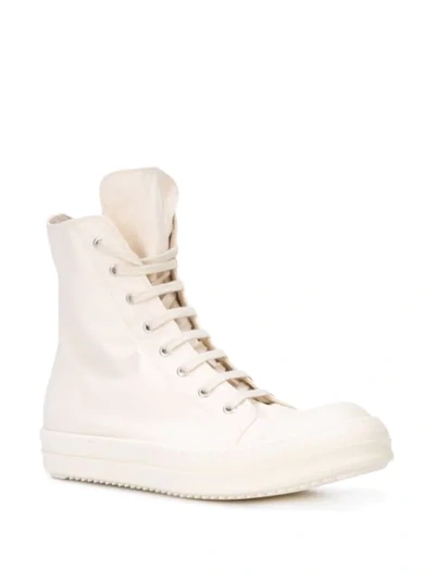 Shop Rick Owens Drkshdw Laced Hi Top Sneakers In White