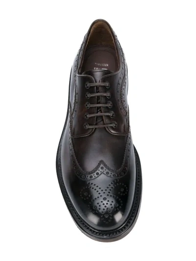 Shop Ferragamo Punch-hole Detail Derby Shoes In Brown