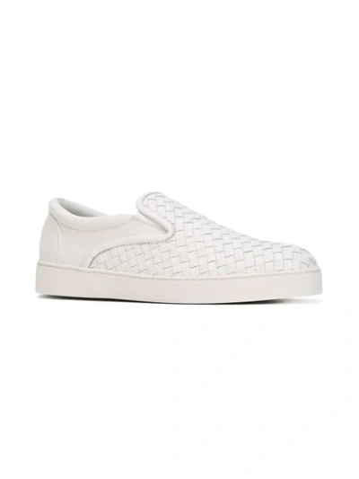 Shop Bottega Veneta Bianco Intrecciato Nappa Sneaker In White