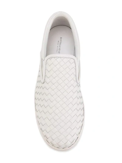 Shop Bottega Veneta Bianco Intrecciato Nappa Sneaker In White