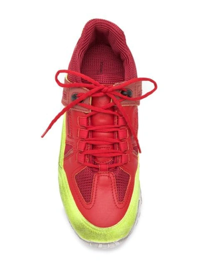 Shop Maison Margiela Security Dirty Treatment Sneakers In H7186 Yellow \ Red