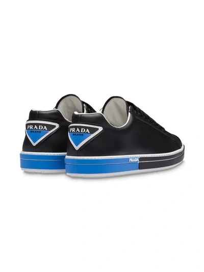 Shop Prada Rubber Triangle Logo Sneakers In Black