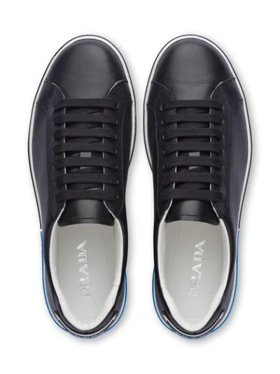 PRADA RUBBER TRIANGLE LOGO SNEAKERS - 黑色