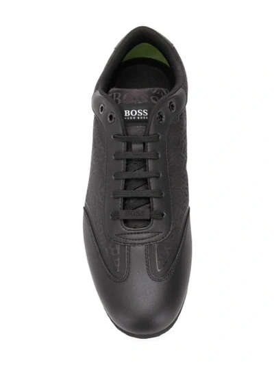 Shop Hugo Boss Jacquard Logo Sneakers In Black