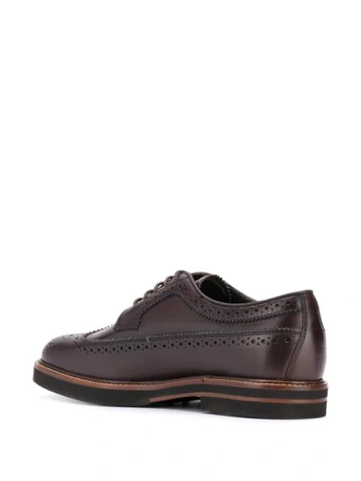 Shop Tod's Perforated Detail Brogues In Brown