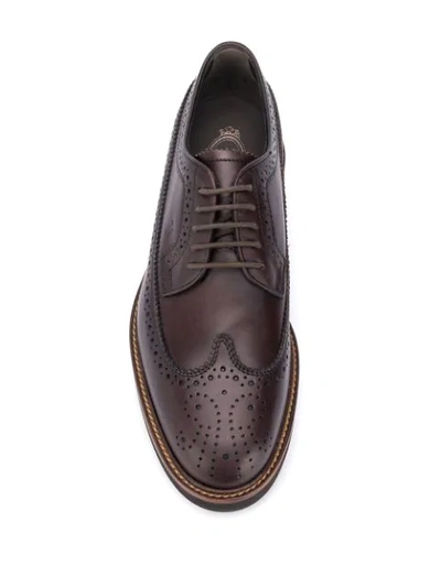 Shop Tod's Perforated Detail Brogues In Brown