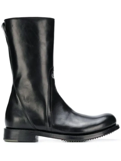 Shop Rick Owens Smooth Ankle Boots In Black