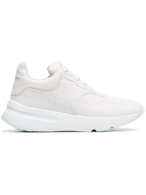 alexander mcqueen white and black runner leather sneakers
