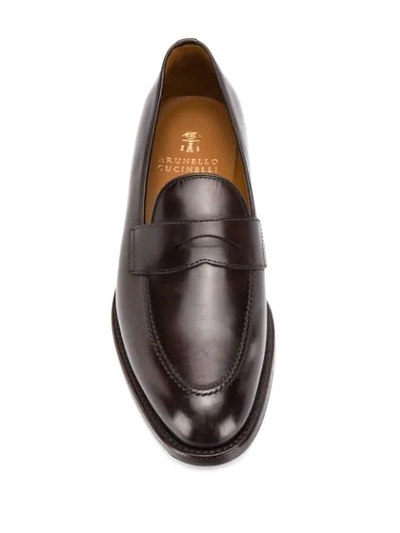 Shop Brunello Cucinelli Classic Slip-on Loafers In Brown