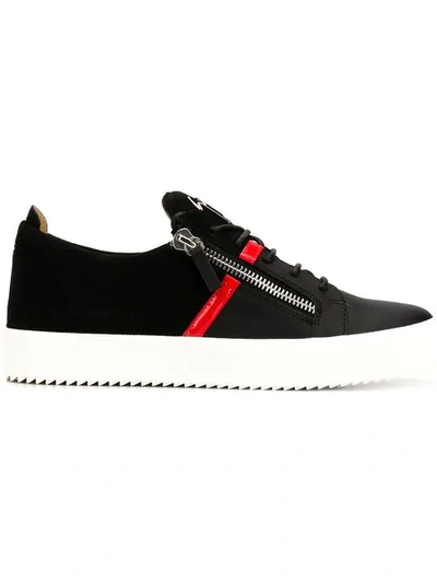 Shop Giuseppe Zanotti Contrast Trim Side Zip Sneakers In Black