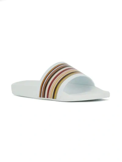 Shop Paul Smith Signature Stripe Slides In White