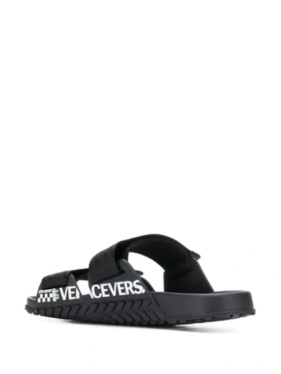 Shop Versace Contrast Logo Sandals In Black